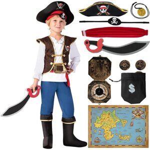 Halloween Pirate Costume Kids, Boys Pirate Costume Set, Pirate Accessories